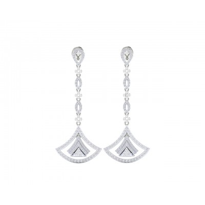 Rosa Long diamond dangle earrings in gold